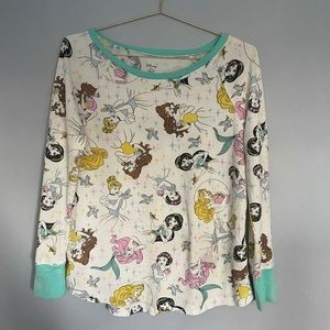 Disney princess Thermal long sleeve super soft belle, Ariel pj top sleepwear